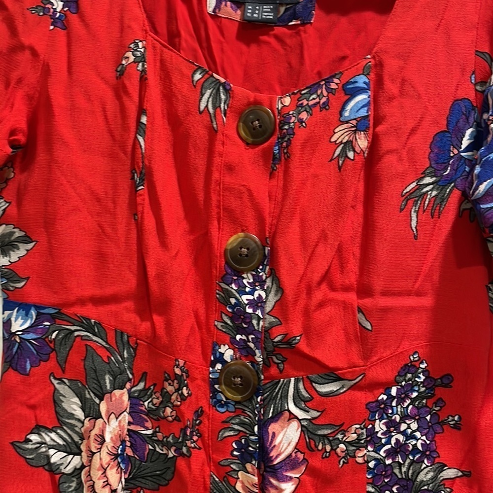 Anthropologie Red Floral Mini Dress - Picture 7 of 10